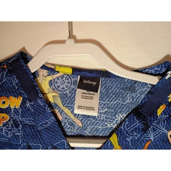 Peter Pan Cherokee Scrubs Disney Tooniforms Unisex V Neck Top TF728 PEOM XS - Picture 3 of 5